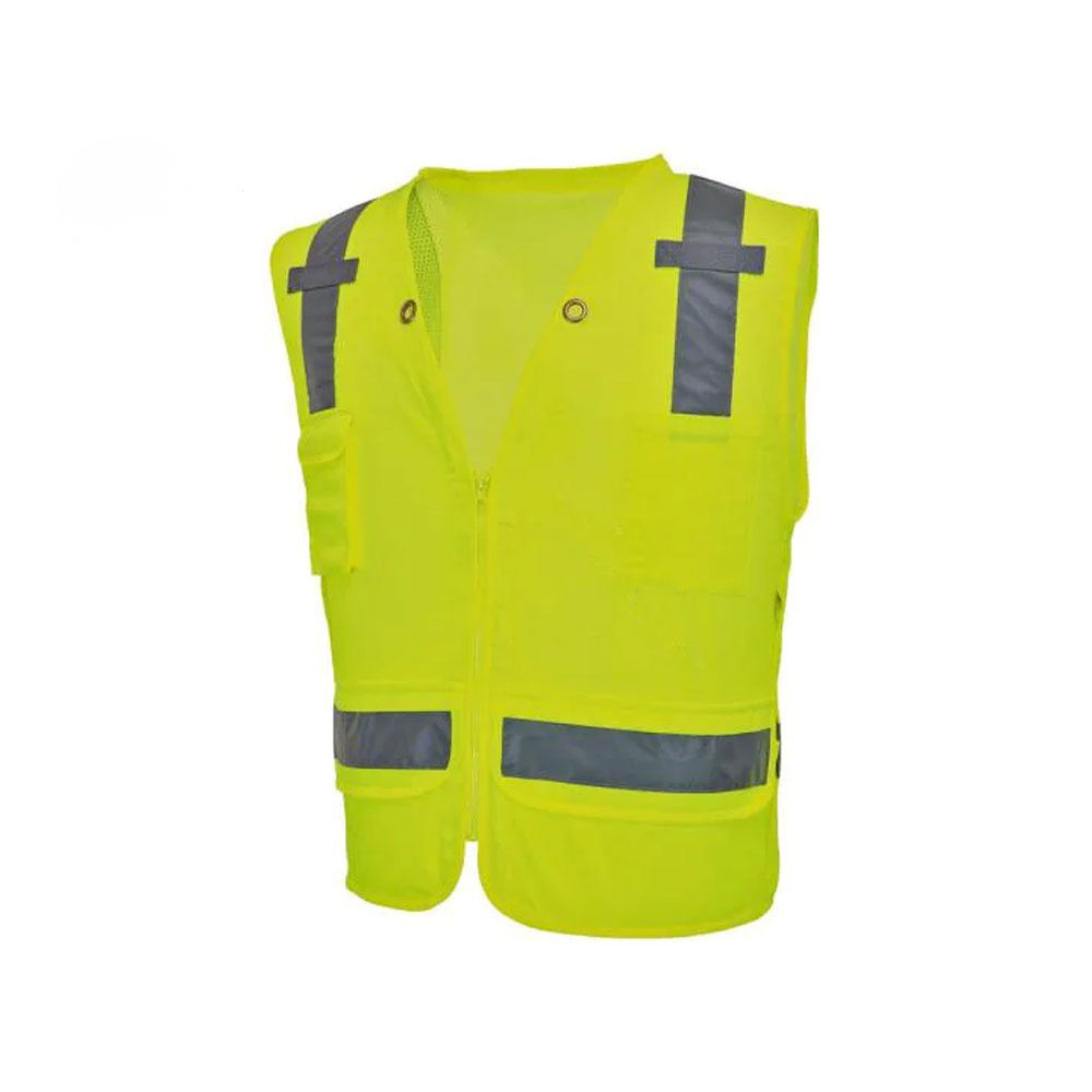 National Apparels Customized Black Reflective Safety Vest Company Logo With Pockets Custom Color Fluorescent Visibility Work Class 2 Safety Vest
